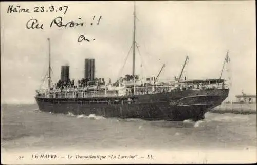 Ak Le Havre Seine Maritime, Le Transatlantique La Lorraine, Dampfer, CGT, French Line