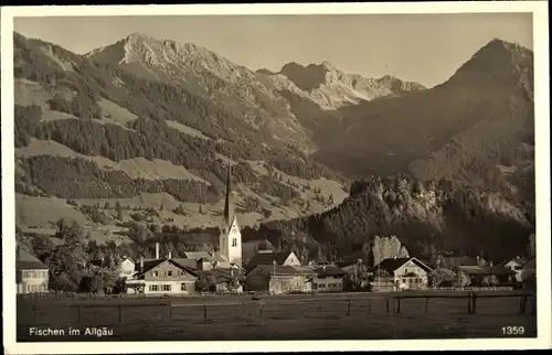 Ak Fischen im Allgäu Schwaben, Teilansicht mit Kirche