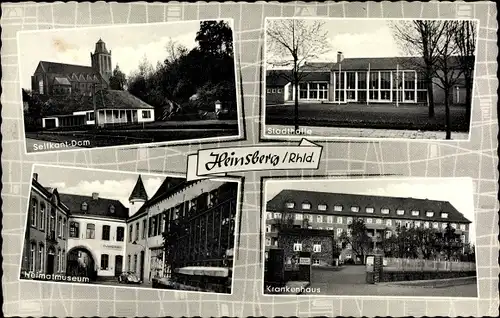 Ak Heinsberg im Rheinland, Selfkant-Dom, Stadthalle, Heimatmuseum, Krankenhaus