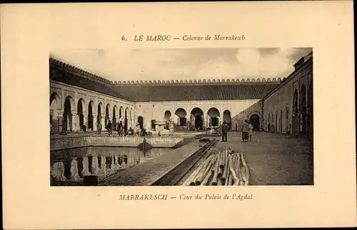 Ak Marrakesch Marokko, Cour du Palais de l'Agdal