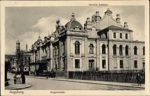 Ak Augsburg in Schwaben, Singerstraße, Herrie's Saalbau