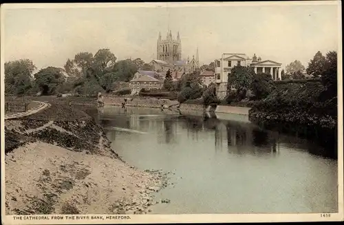 Ak Hereford West Midlands England, The Cathedral from the River Bark