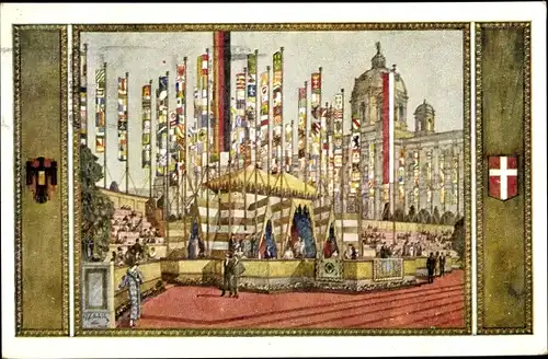 Wappen Künstler Ak Schüle, Wien I Innere Stadt, Festzelt am Burgring, 10 Deutsches Sängerbundesfest
