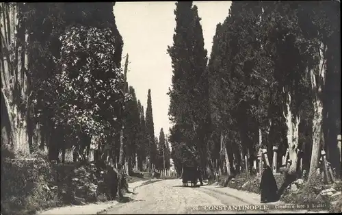 Ak Konstantinopel Istanbul Türkei, Cimetiere turc a Scutari, Friedhof, Frau
