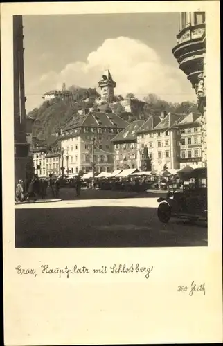 Ak Graz Steiermark, Hauptplatz, Schlossberg