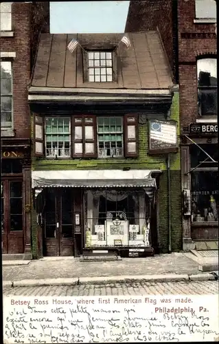 Ak Philadelphia Pennsylvania USA, Betsey Ross House, where first American Flag was made