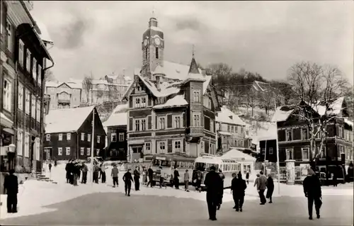Ak Lauscha in Thüringen, Hüttenplatz, Busse