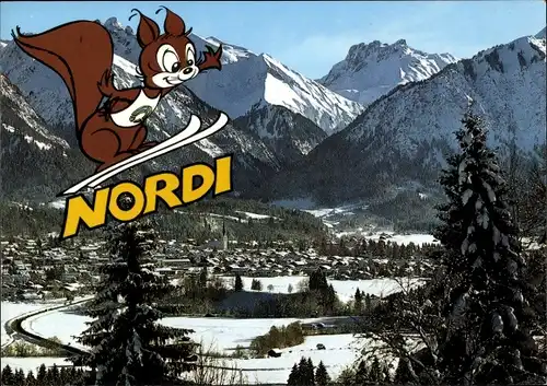 Ak Oberstdorf im Oberallgäu, Gesamtansicht, Skiflug-Weltmeisterschaft