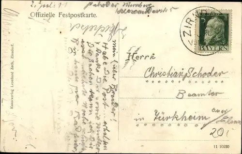 Ak Zirndorf in Mittelfranken, 25. mittelfränkisches Jubiläums Bundesschießen 1911, Zimmermann