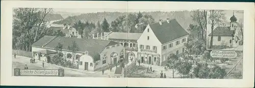 Klapp Ak Geiselgasteig Grünwald bei München, Einkehr, Gastwirtschaft, Kirche