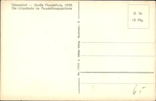 Ak Düsseldorf am Rhein, Große Ausstellung GeSoLei 1926, Liliputbahn