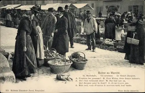 Ak Schweiz, Scene au Marche, Marktplatz