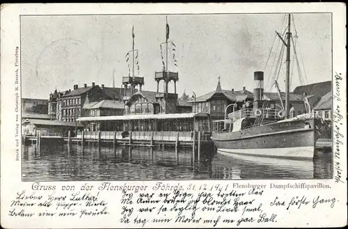 Ak Flensburg in Schleswig Holstein, Dampfschiffspavillon, Flensburger Förde