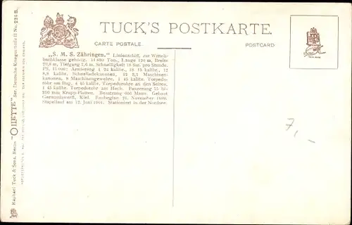 Künstler Ak Hörnigk, Hans, Deutsches Kriegsschiff, SMS Zähringen, Linienschiff