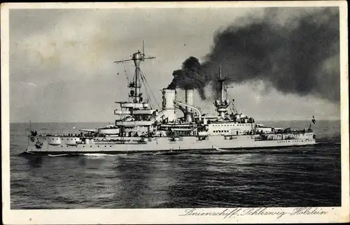 Ak Deutsches Kriegsschiff, Schleswig Holstein, Linienschiff, Reichsmarine
