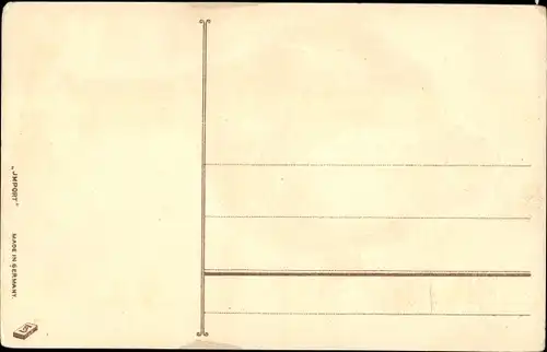 Präge Litho Dicker Mann im geflickten Frack mit Blumentopf