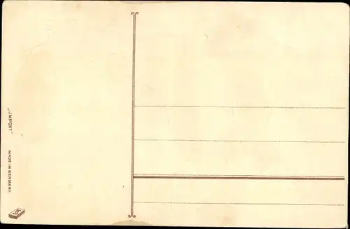 Präge Litho Dicker Mann mit Pfeife, Blumenkorb