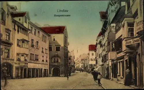 Ak Lindau am Bodensee Schwaben, Hauptstraße, Geschäfte