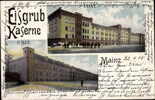 Ak Mainz am Rhein, Eisgrub Kaserne I. Bat, II. Bat.