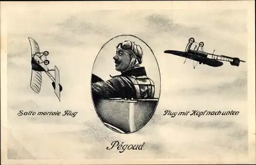 Ak Aviation, Flugpionier Pegoud, Salto mortale, Flug mit Kopf nach unten
