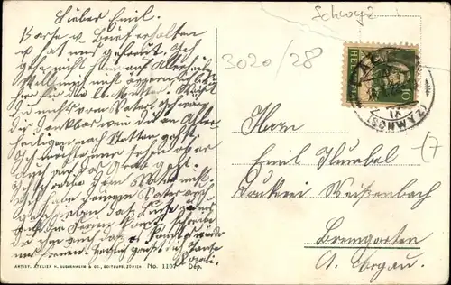 Ak Lachen Kanton Schwyz, Kirche, Straßenpartie