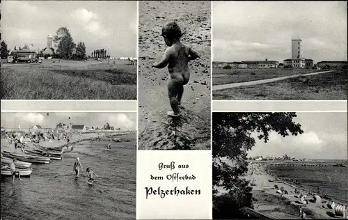 Ak Pelzerhaken Neustadt in Holstein, Strand, DLRG, Leuchtturm