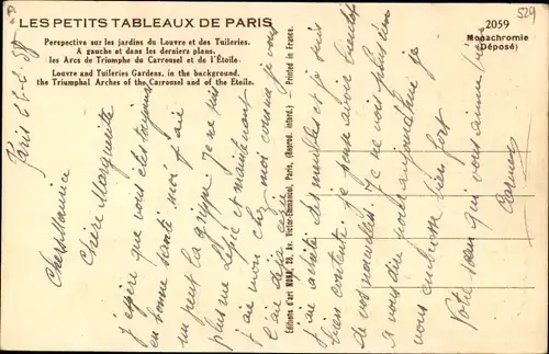 Künstler Ak Mona, Paris Louvre, Perspective sur les jardins de Louvre et des Tuileries