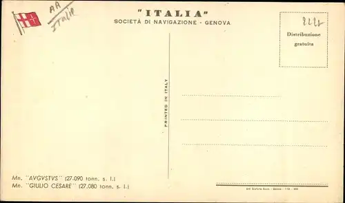 Ak Motonave Augustus, Giulio Cesare, Italia, Societa di Navigazione Genova