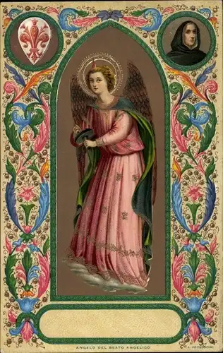Passepartout Ak Engel, Wappen, Angelo del Beato Angelico