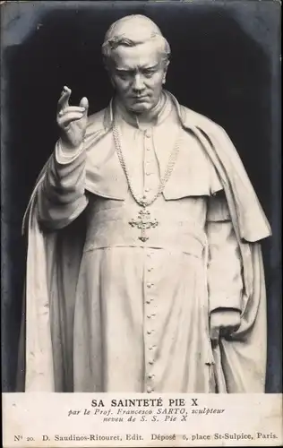 Ak Papst Pius X., Plastik
