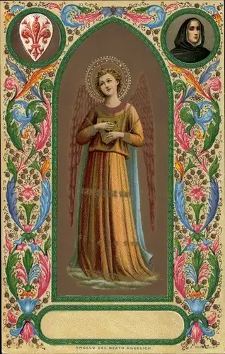 Passepartout Ak Engel, Wappen, Angelo del Beato Angelico