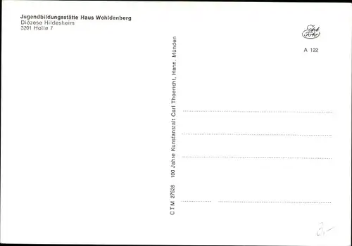 Ak Silium Holle in Niedersachsen, Burg Wohldenberg, Jugendbildungsstätte, Fliegeraufnahme