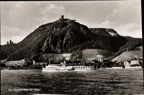 Ak Königswinter am Rhein, Drachenfels, Dampfer