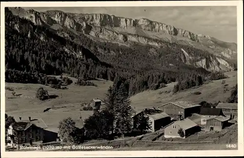 Ak Rohrmoos Oberstdorf im Oberallgäu, Teilansicht mit Gottesackerwänden