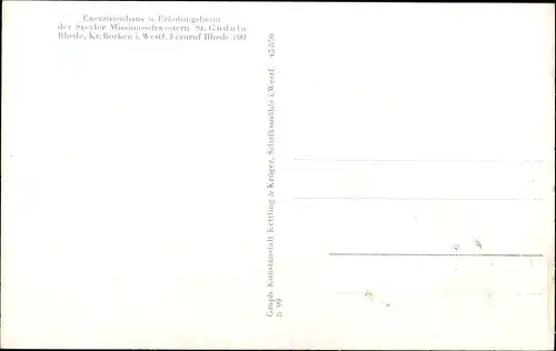 Ak Rhede in Westfalen, Exerzitienhaus u. Erholungsheim der Steyler Missionsschwestern St. Gudula