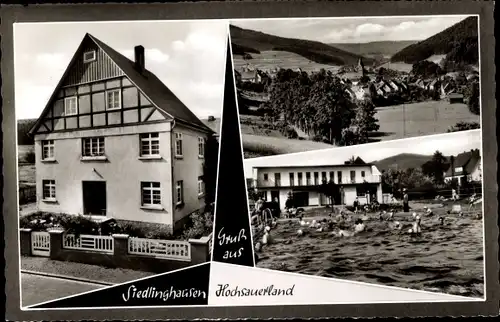 Ak Siedlinghausen Winterberg im Sauerland, Privatpension Haus Hesse, Schwimmbad