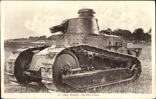 Ak Char Renault, un Char Canon, Französischer Panzer, 70 096