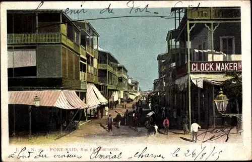 Ak Port Said Ägypten, Rue du Commerce