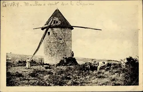 Ak Givry Saône et Loire, Moulin a Vent sur la Chaume