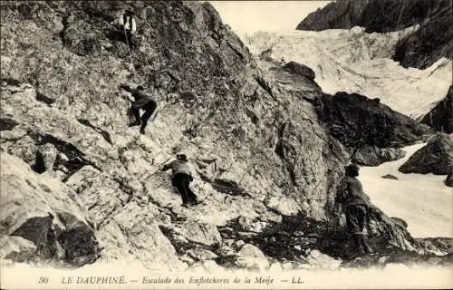 Ak Dauphiné Hautes Alpes, Escalade des Enfletchores de la Meije