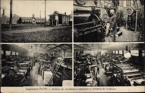 Ak Paris VI., Imprimerie Plon, Ateltier des machines a imprimer et fonderie de rouleaux