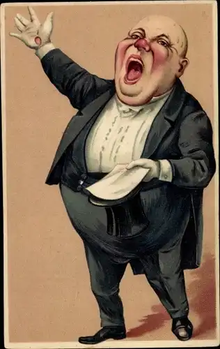 Präge Litho Sänger im Frack