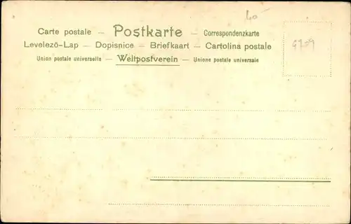 Litho Mann mit Zigarre schreibt einen Brief, Tintenfass, Feder