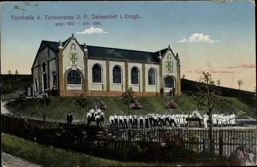 Ak Jahnsdorf im Erzgebirge, Turnhalle des Turnvereins J. P. Jahnsdorf