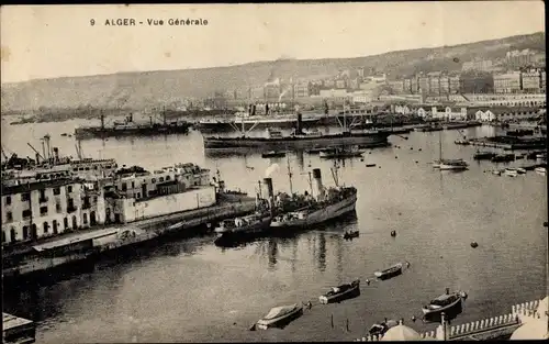 Ak Algier Alger Algerien, Vue Generale, Dampfschiff