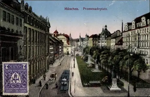 Ak München, Promenadeplatz, Straßenbahn