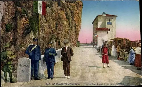 Ak Grimaldi di Ventimiglia Liguria, Ponte San Luigi, Frontiera Italiana