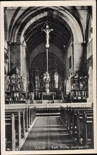 Ak Zülpich Nordrhein Westfalen, Inneres der kath. Kirche