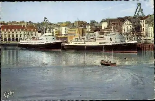 Ak Dieppe Seine Maritime, Le Port, Dampfer