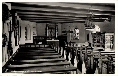 Ak Hallig Hooge in Nordfriesland, Inneres der Kirche
